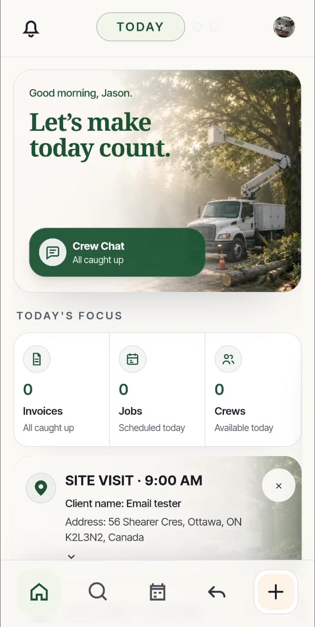 The True Arbor Today screen at the start of the mobile navigation tour.